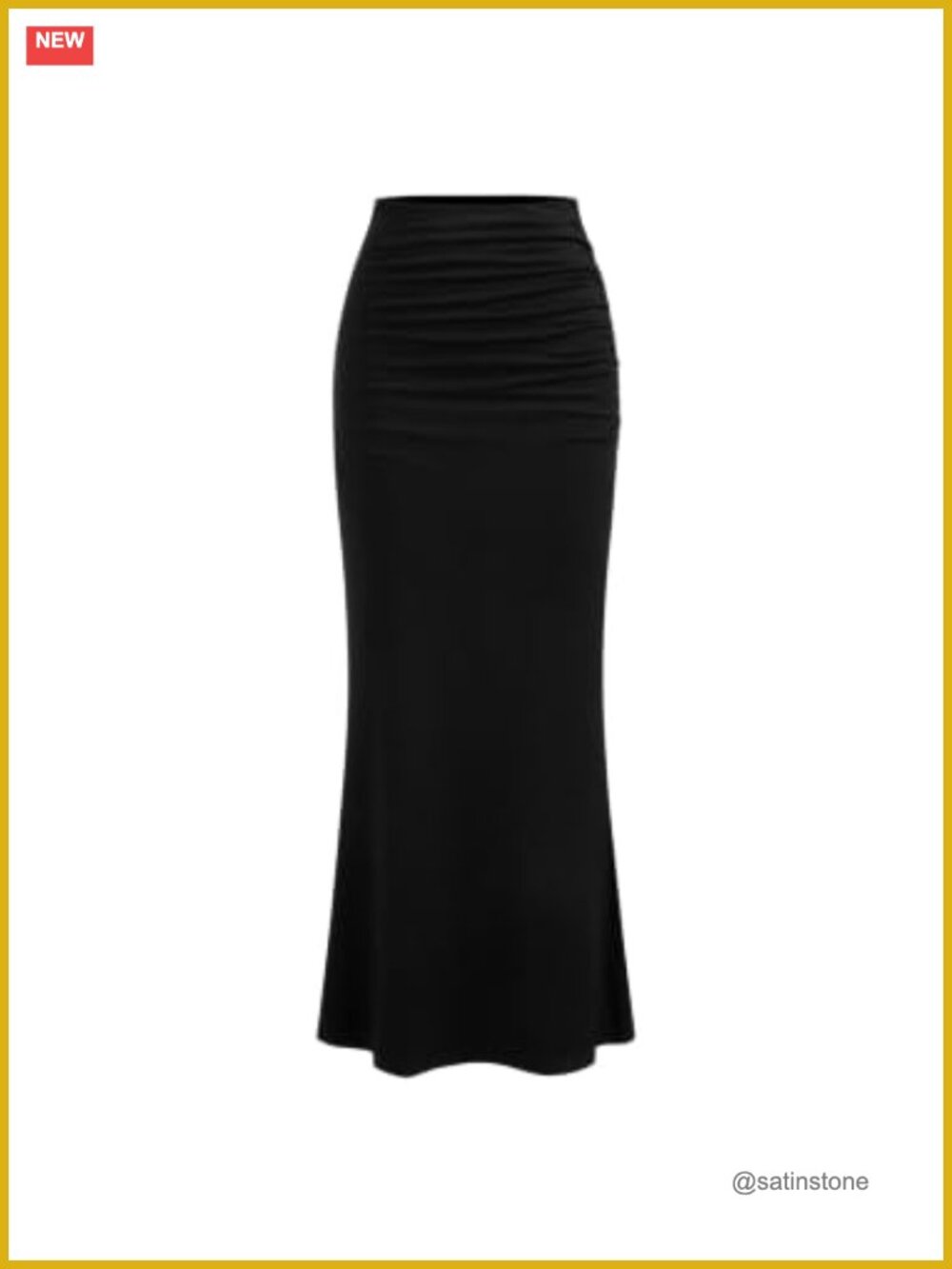 CIDER Mid Rise Ruched Mermaid Maxi Skirt Knit Bodycon Fishtail